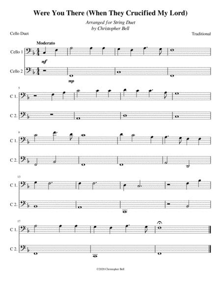 Were You There Easy Cello Duet Sheet Music