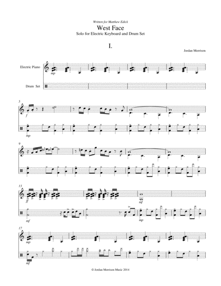 West Face Keyboard And Drum Set Solo Sheet Music