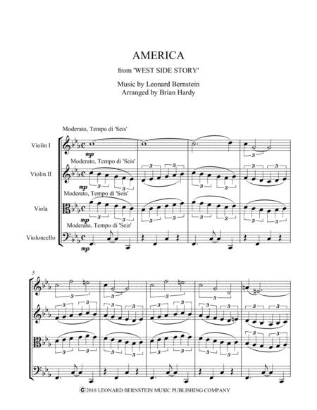 West Side Story America Sheet Music