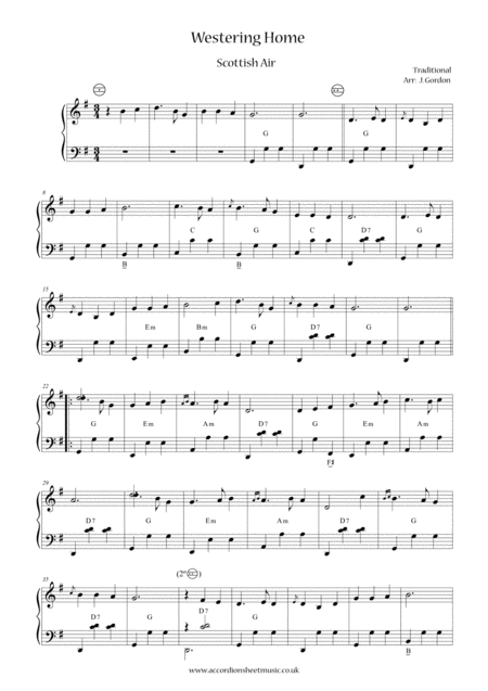 Free Sheet Music Westering Home