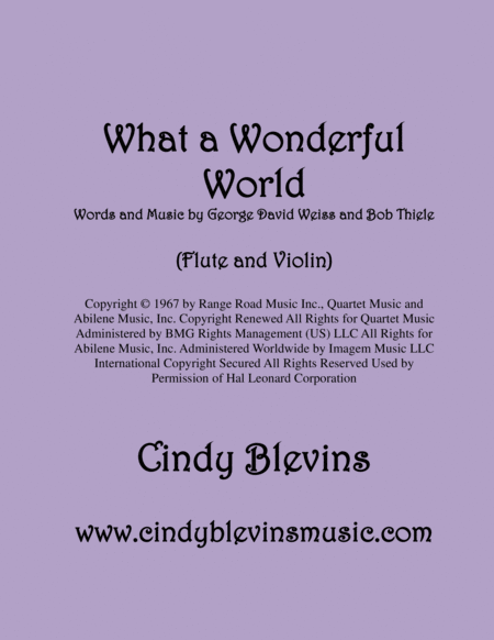 Free Sheet Music What A Wonderful World Arrange For Flute And Violin
