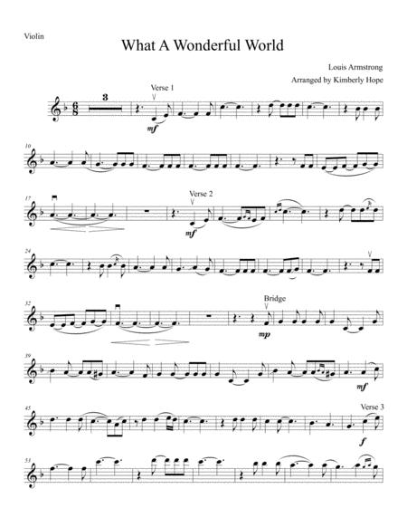 What A Wonderful World By Louis Armstrong Violin Solo Sheet Music