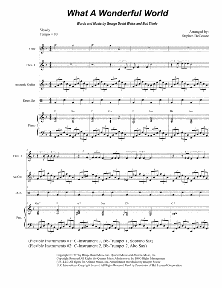 What A Wonderful World Duet For Flexible Treble Instruments Sheet Music