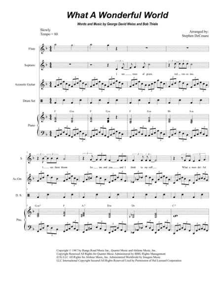 What A Wonderful World Duet For Soprano And Alto Solo Sheet Music