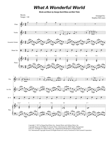 What A Wonderful World Duet For Violin And Viola Alternate Version Sheet Music