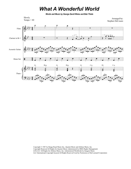 What A Wonderful World For Clarinet Choir Sheet Music