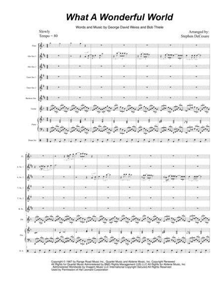 What A Wonderful World For Saxophone Quintet Sheet Music