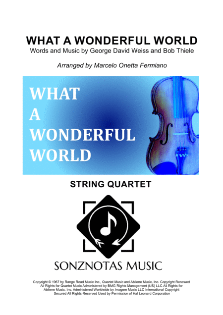 Free Sheet Music What A Wonderful World Sheet Music For String Quartet Score And Parts