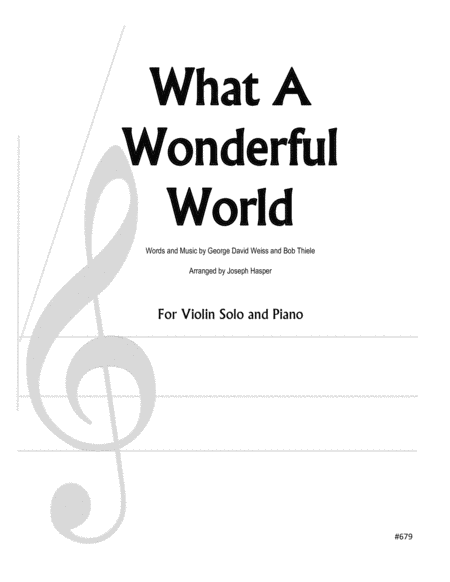 Free Sheet Music What A Wonderful World Violin And Piano