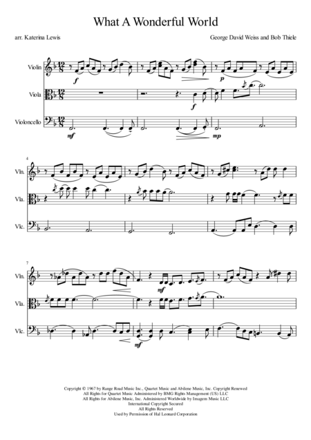 What A Wonderful World Violin Viola Cello Sheet Music