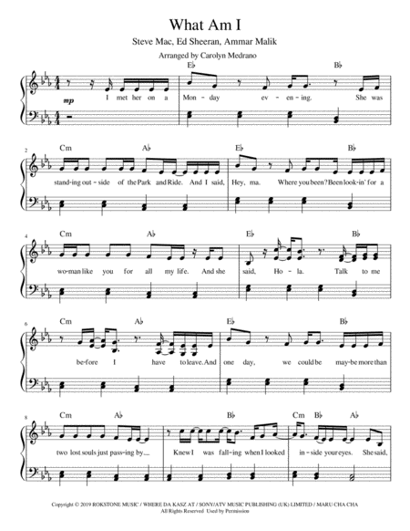 What Am I Intermediate Piano Sheet Music