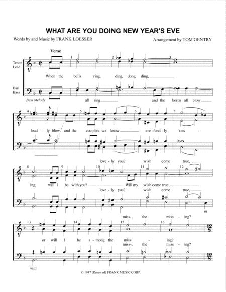 Free Sheet Music What Are You Doing New Year Eve Ttbb