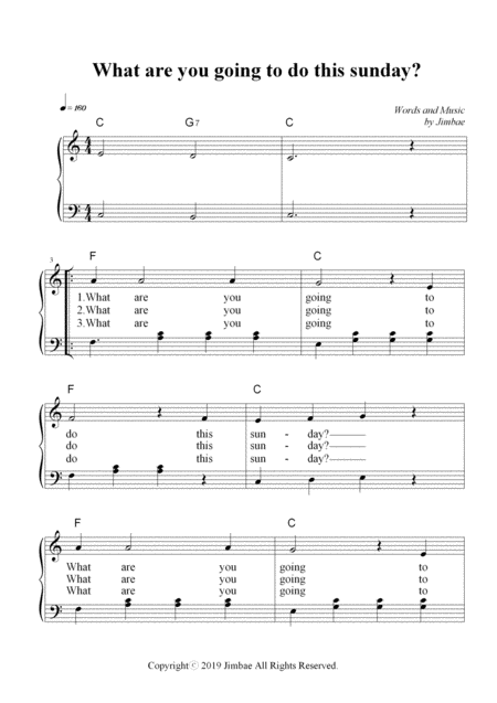 Free Sheet Music What Are You Going To Do This Sunday Childrens For Easy Piano
