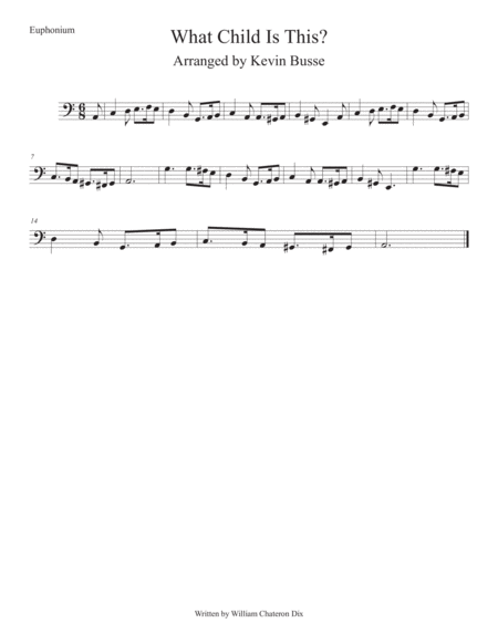 Free Sheet Music What Child Is This Easy Key Of C Euphonium