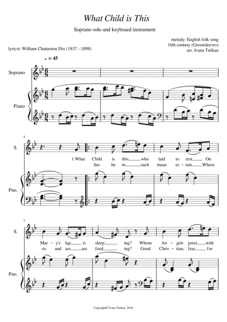 Free Sheet Music What Child Is This For Soprano And Piano G Minor A Minor