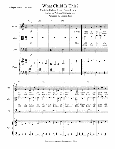 Free Sheet Music What Child Is This Strings Violin Viola And Cello And Piano