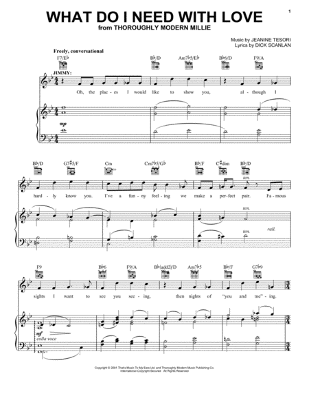 Free Sheet Music What Do I Need With Love From Thoroughly Modern Millie