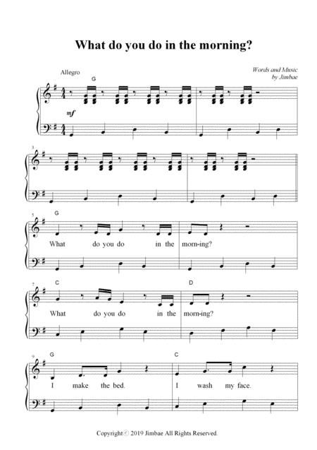 Free Sheet Music What Do You Do In The Morning Nursery Rhymes For Easy Piano