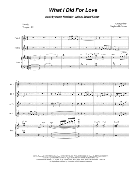 Free Sheet Music What I Did For Love For Flute Choir And Piano