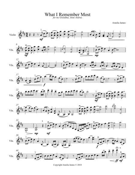 Free Sheet Music What I Remember Most