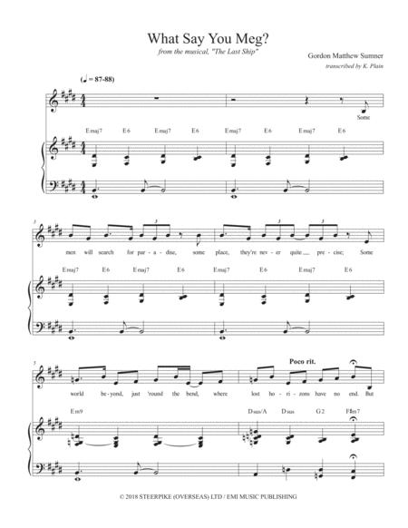 What Say You Meg Original Key Sheet Music