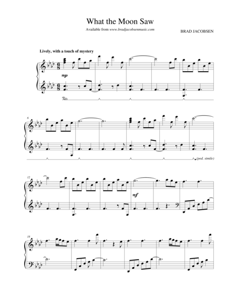 Free Sheet Music What The Moon Saw By Brad Jacobsen