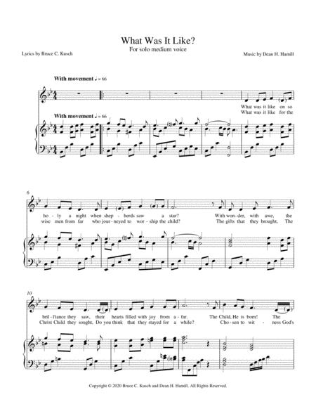 Free Sheet Music What Was It Like For Solo Medium Voice