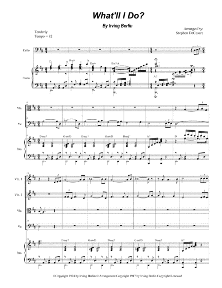 Free Sheet Music What Will I Do For String Quartet And Piano