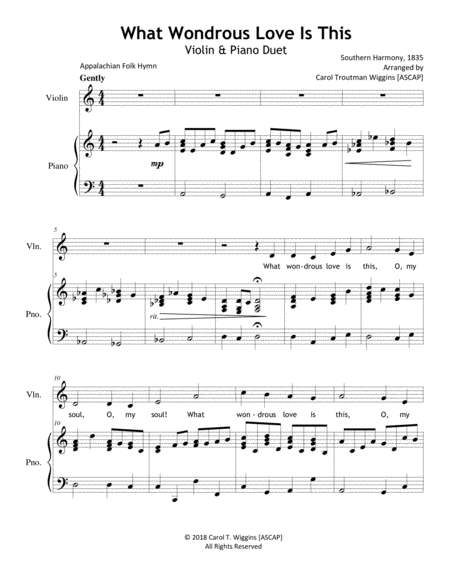 Free Sheet Music What Wondrous Love Is This Violin Piano