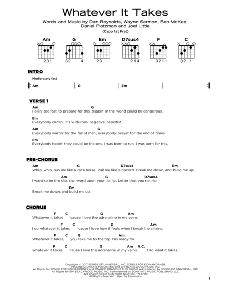 Whatever It Takes Sheet Music