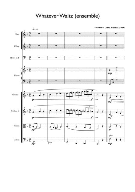 Whatever Waltz For Strings Horn Oboe Flute And Piano Sheet Music