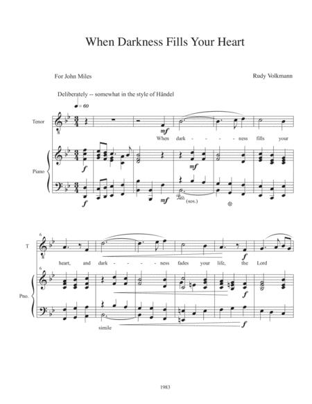 When Darkness Fills Your Heart Aria Study For Tenor Or Soprano Sheet Music