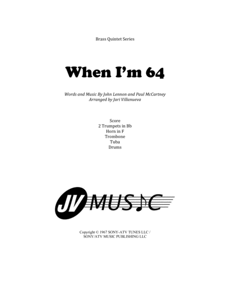 Free Sheet Music When I M 64 For Brass Quintet