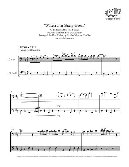 When I M Sixty Four Cello Duet Beatles Arr Cellobat Sheet Music