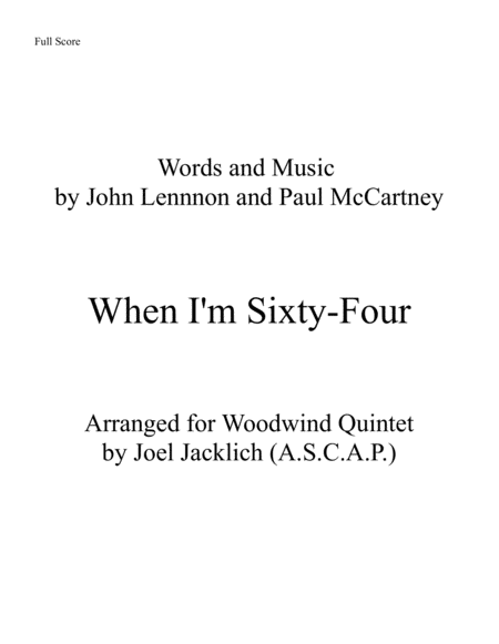 When I M Sixty Four For Woodwind Quintet Sheet Music