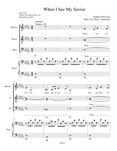 Free Sheet Music When I See My Savior With Were You There