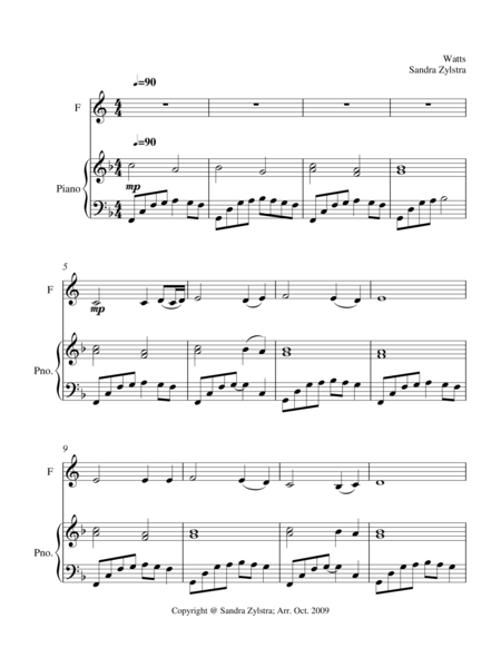 Free Sheet Music When I Survey The Wondrous Cross Treble F Instrument Solo