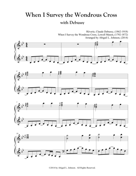 Free Sheet Music When I Survey The Wondrous Cross With Debussy