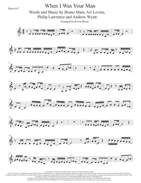 When I Was Your Man Horn In F Sheet Music