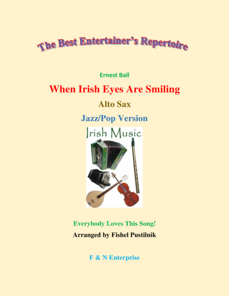 Free Sheet Music When Irish Eyes Are Smiling For Alto Sax With Background Track Jazz Pop Version