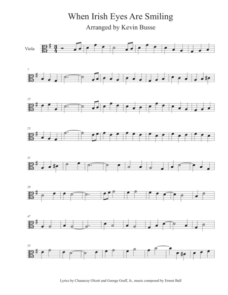 When Irish Eyes Are Smiling Viola Sheet Music