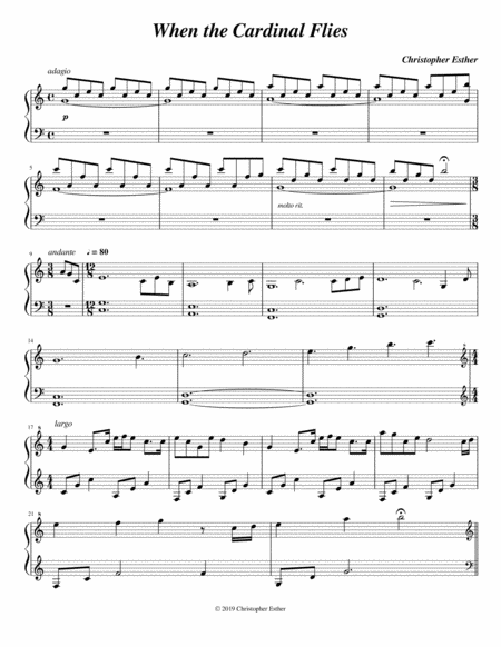 Free Sheet Music When The Cardinal Flies