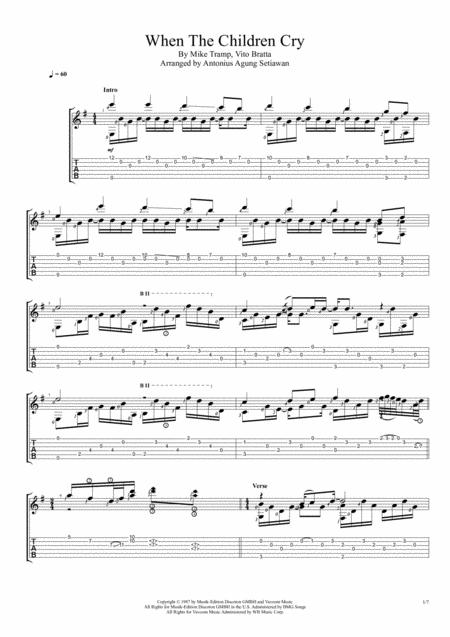 When The Children Cry Solo Guitar Tablature Sheet Music