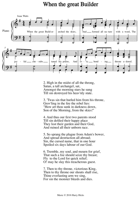 Free Sheet Music When The Great Builder A New Tune To A Wonderful Isaac Watts Hymn