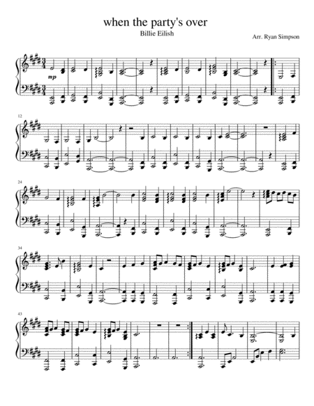 When The Partys Over Sheet Music