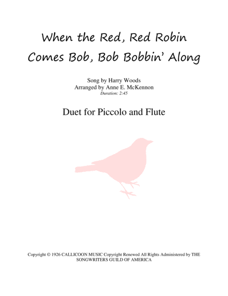 When The Red Red Robin Comes Bob Bob Bobbin Along Sheet Music