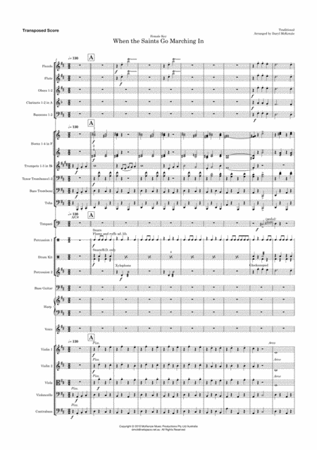 Free Sheet Music When The Saints Go Marching In Vocal With Orchestra Key Of D