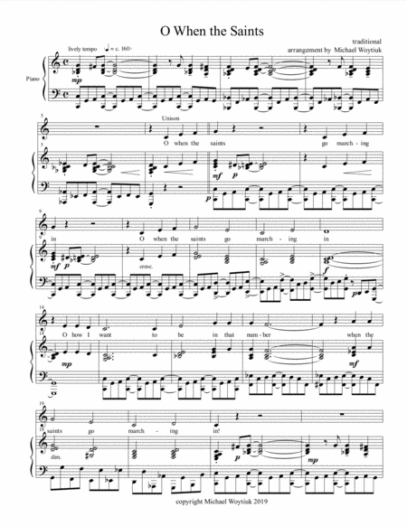 Free Sheet Music When The Saints Go Marching In