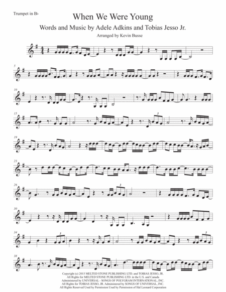 When We Were Young Trumpet Sheet Music