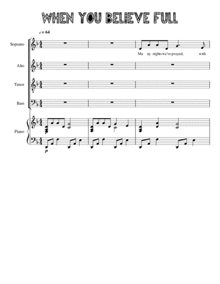 Free Sheet Music When You Believe Prince Of Egypt